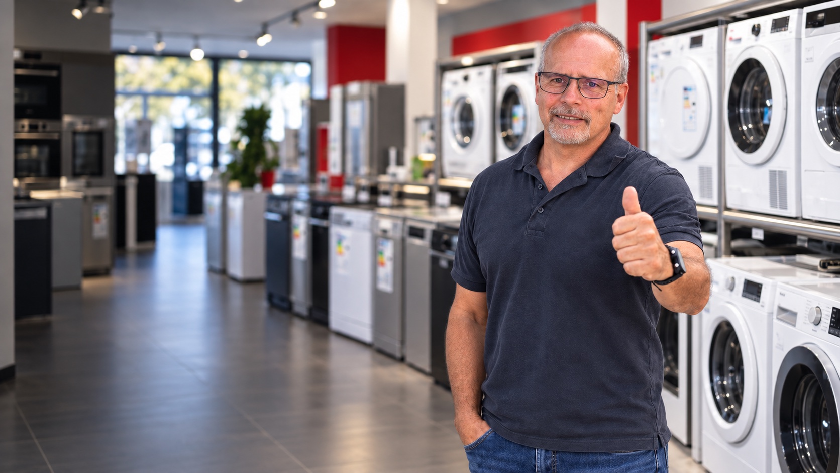 Mitarbeiter berät im Hausgeräte-Fachgeschäft von LEITING in Moers